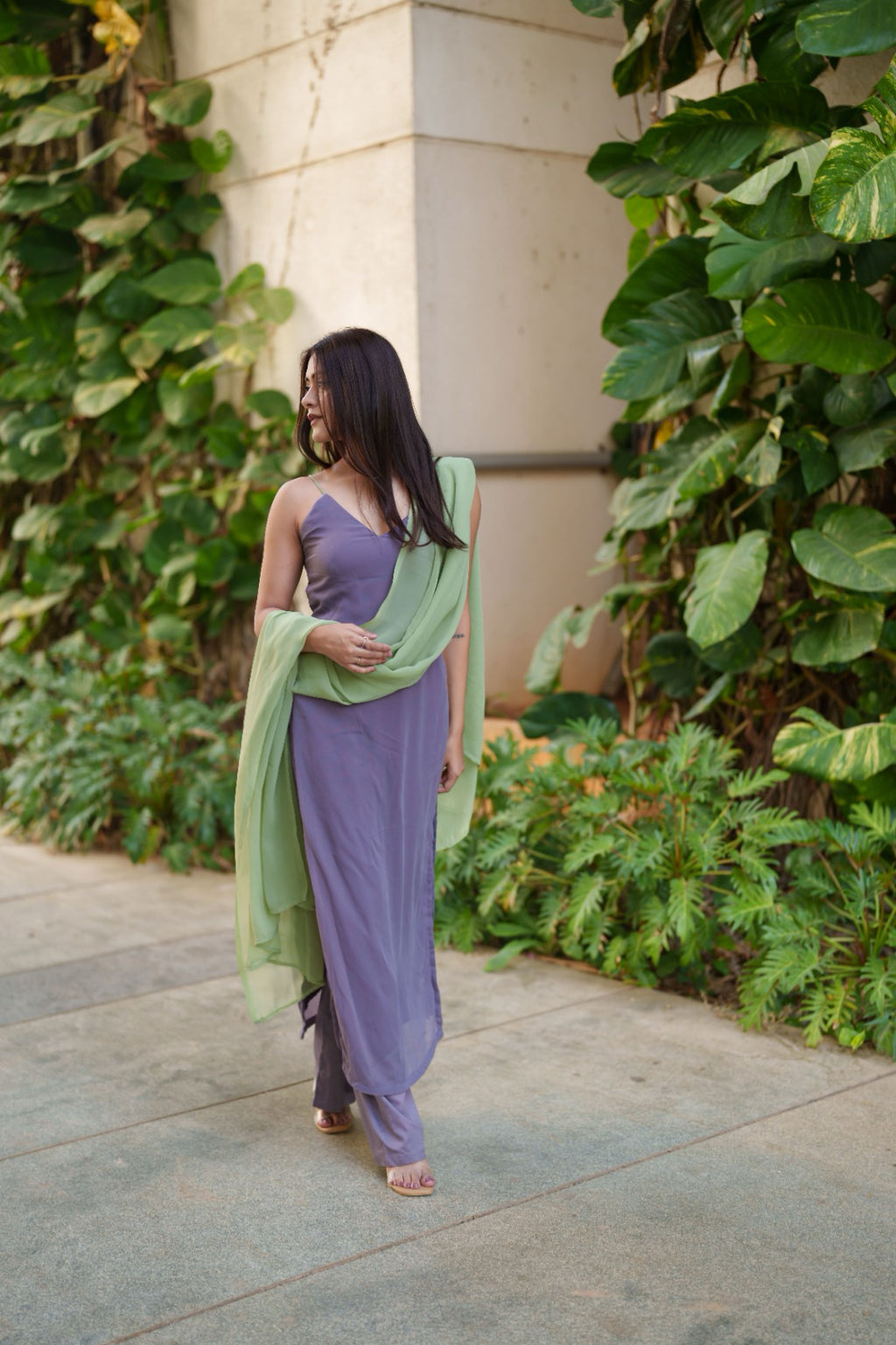 Jia Suit Set - Purple & Green