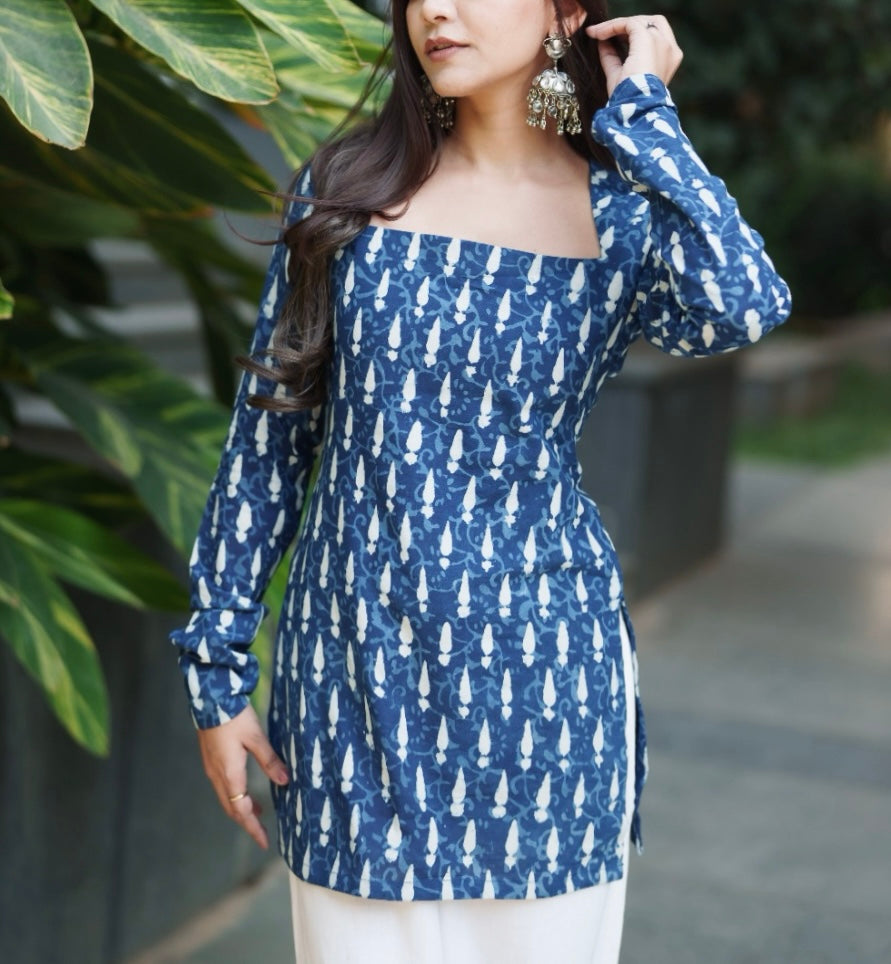 Anaira Indigo Hand Block Printed Kurti