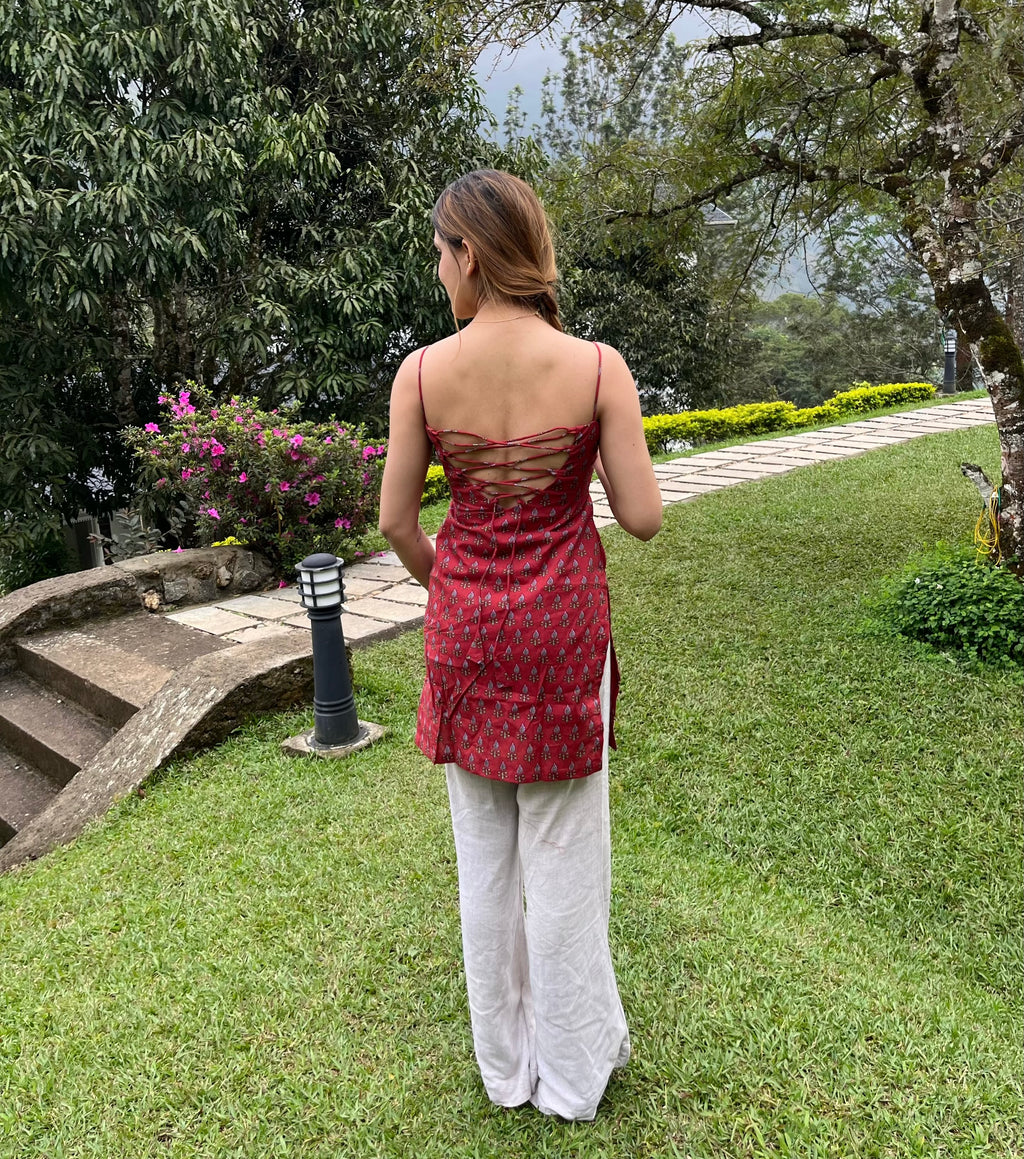 Alaaya Noodle Strap Corset Kurti