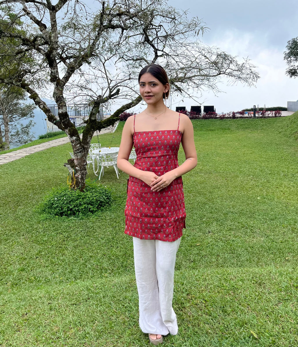 Alaaya Noodle Strap Corset Kurti