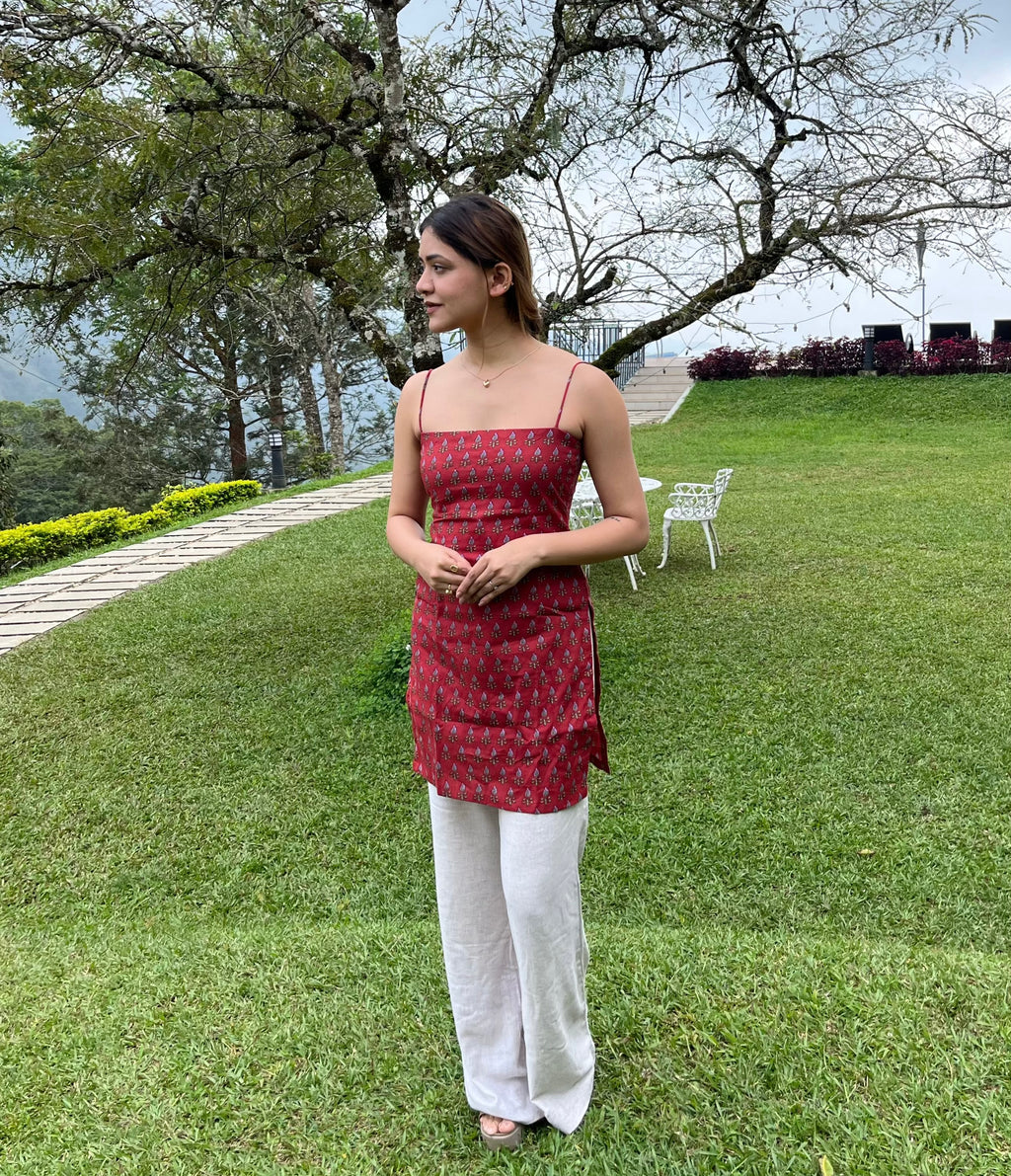 Alaaya Noodle Strap Corset Kurti