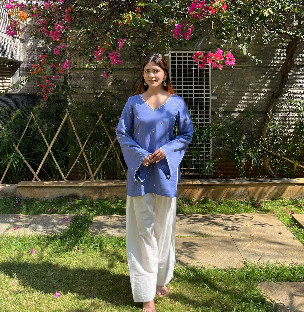 Geet Hand Embroidered Linen Kurti