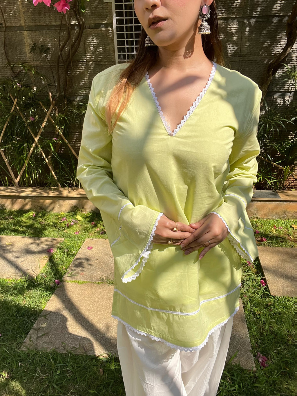 Veera Pastel Lime Mul Kurti