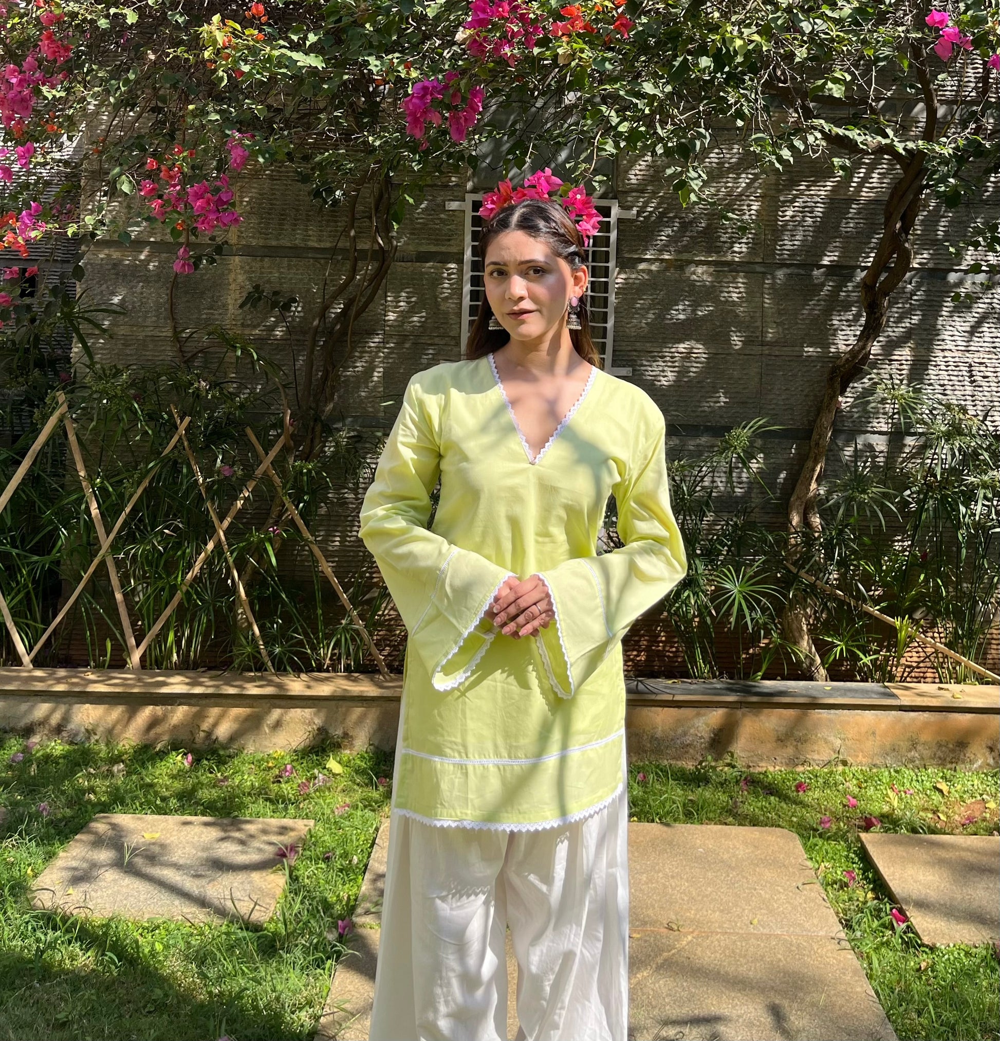 Veera Pastel Lime Mul Kurti