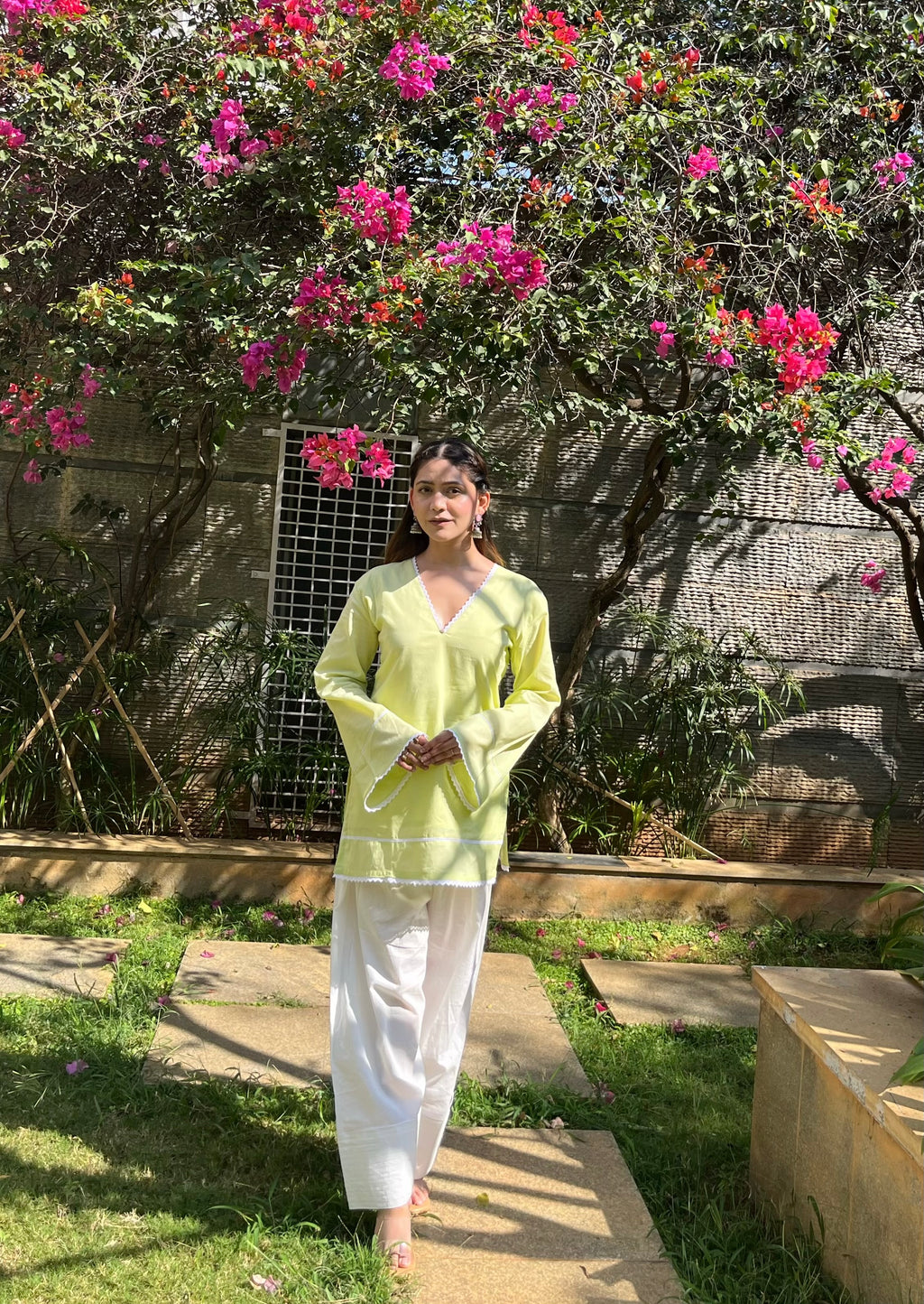 Veera Pastel Lime Mul Kurti