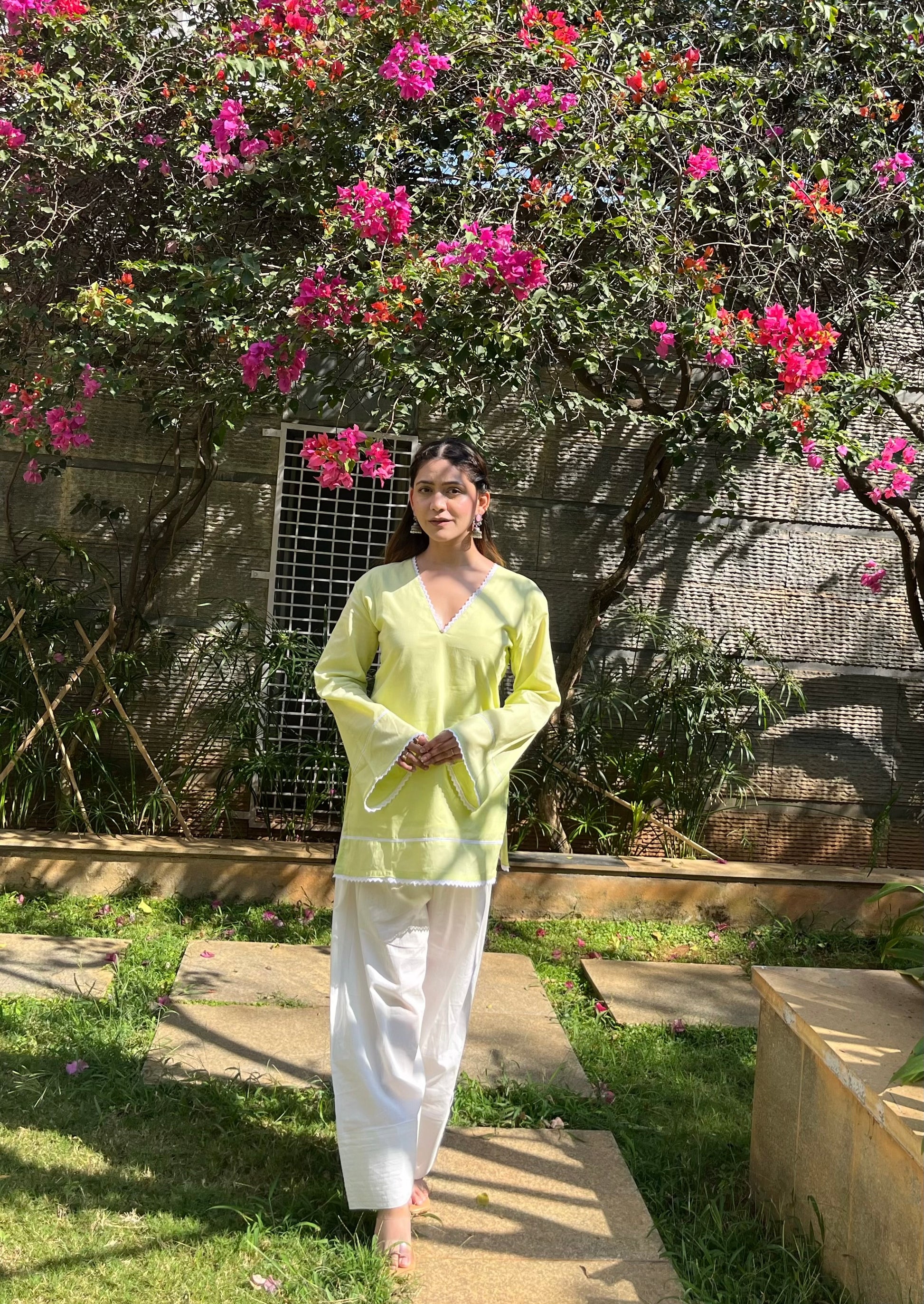 Veera Pastel Lime Mul Kurti