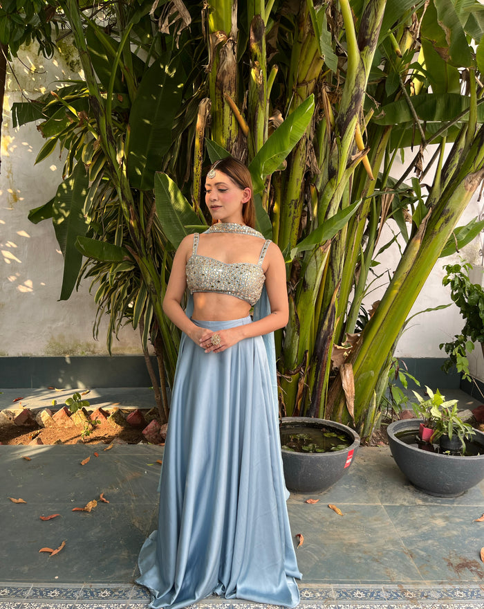 Anaya Lehenga — Powder Blue