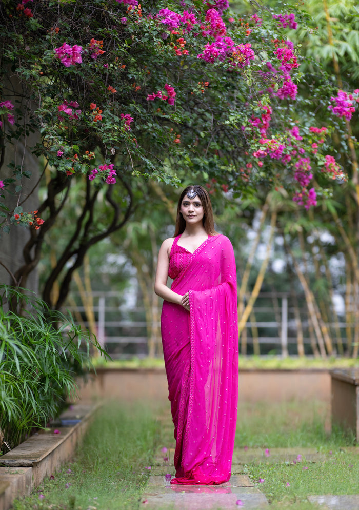 PHOOL Fuchsia Saree Set