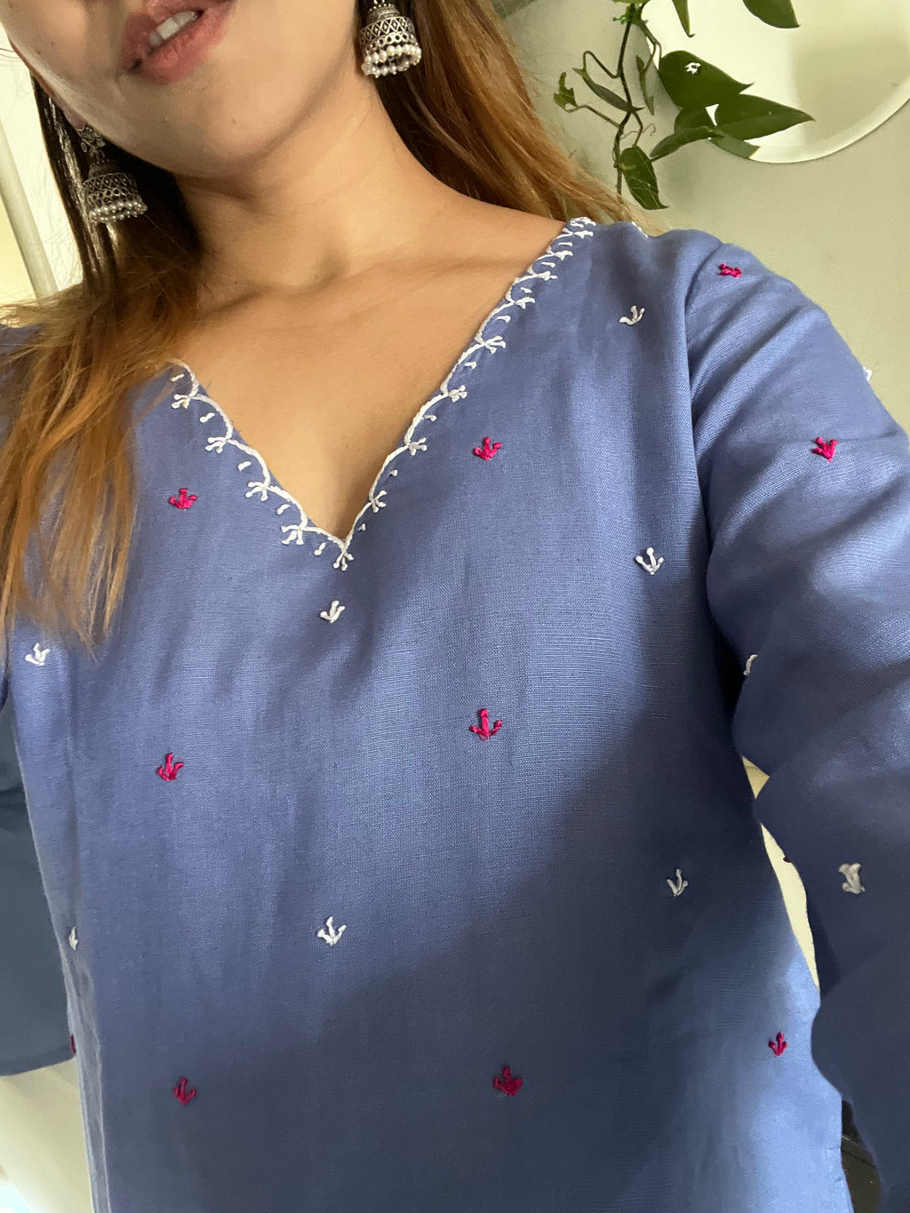 Geet Hand Embroidered Linen Kurti