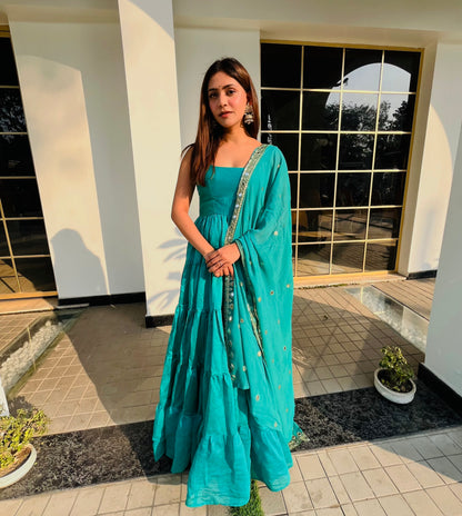 Mahira Turquoise Anarkali Suit Set