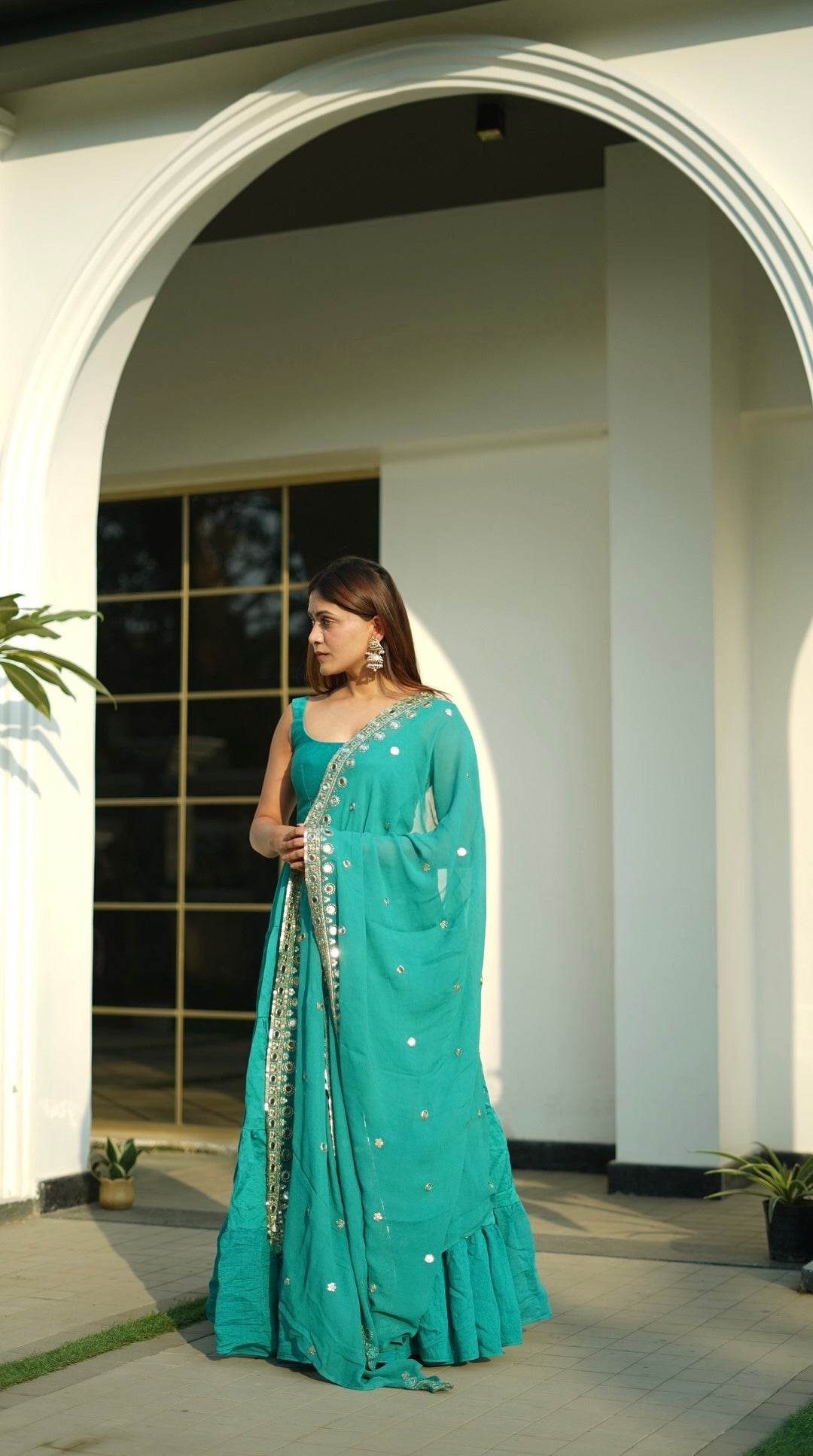 Mahira Turquoise Anarkali Suit Set - That Gal