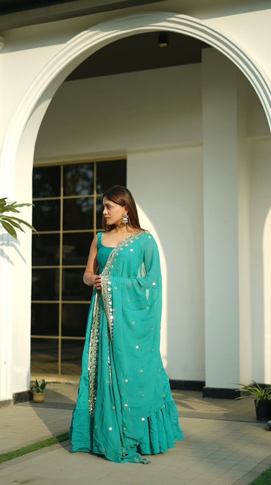 Mahira Turquoise Anarkali Suit Set