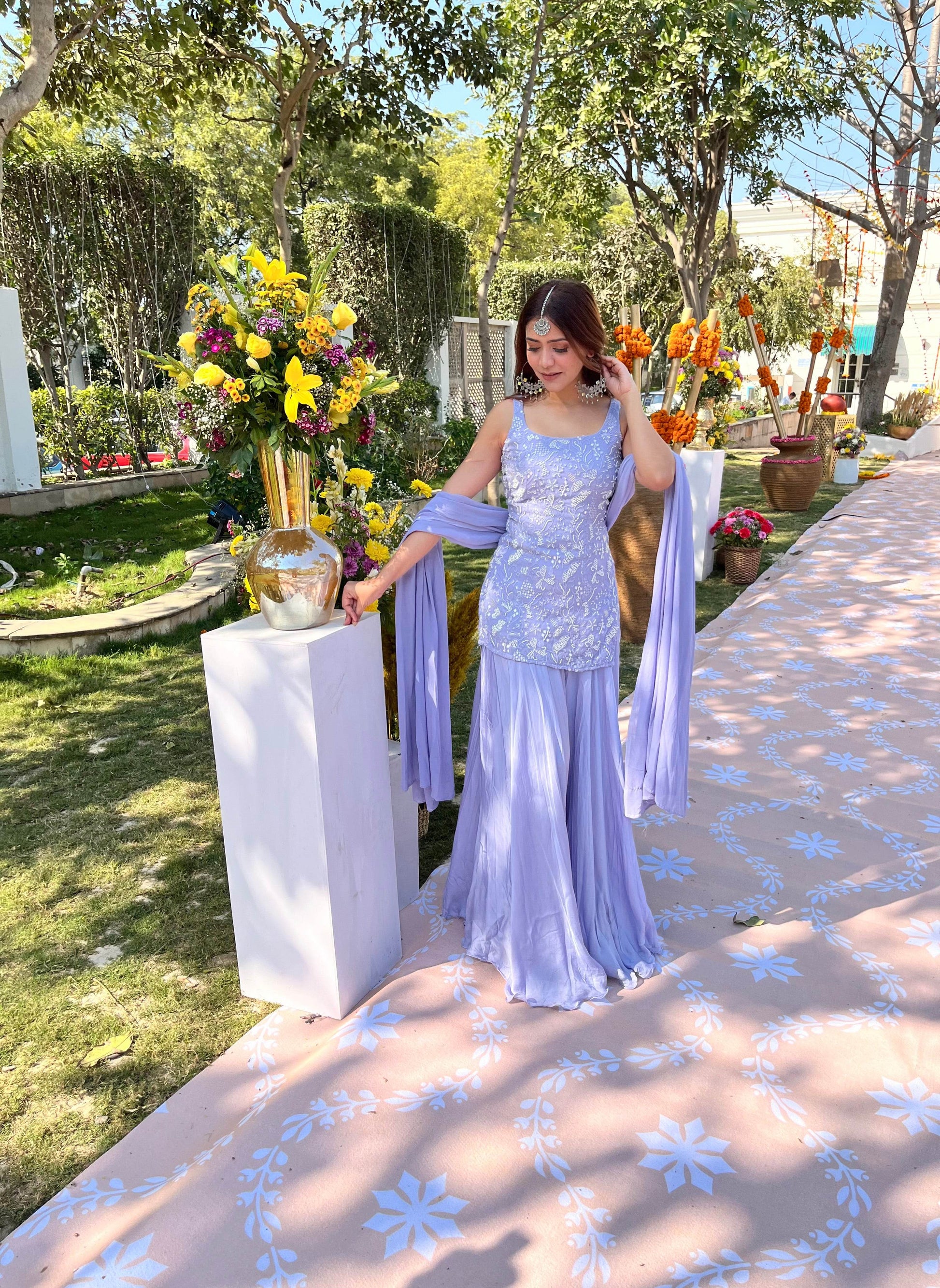 Chaandni Sharara Set - Lilac Blue - That Gal