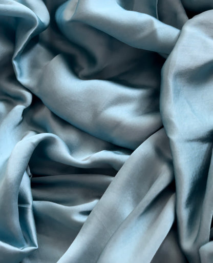 Hand-Dyed Satin Saree - Cool Blue