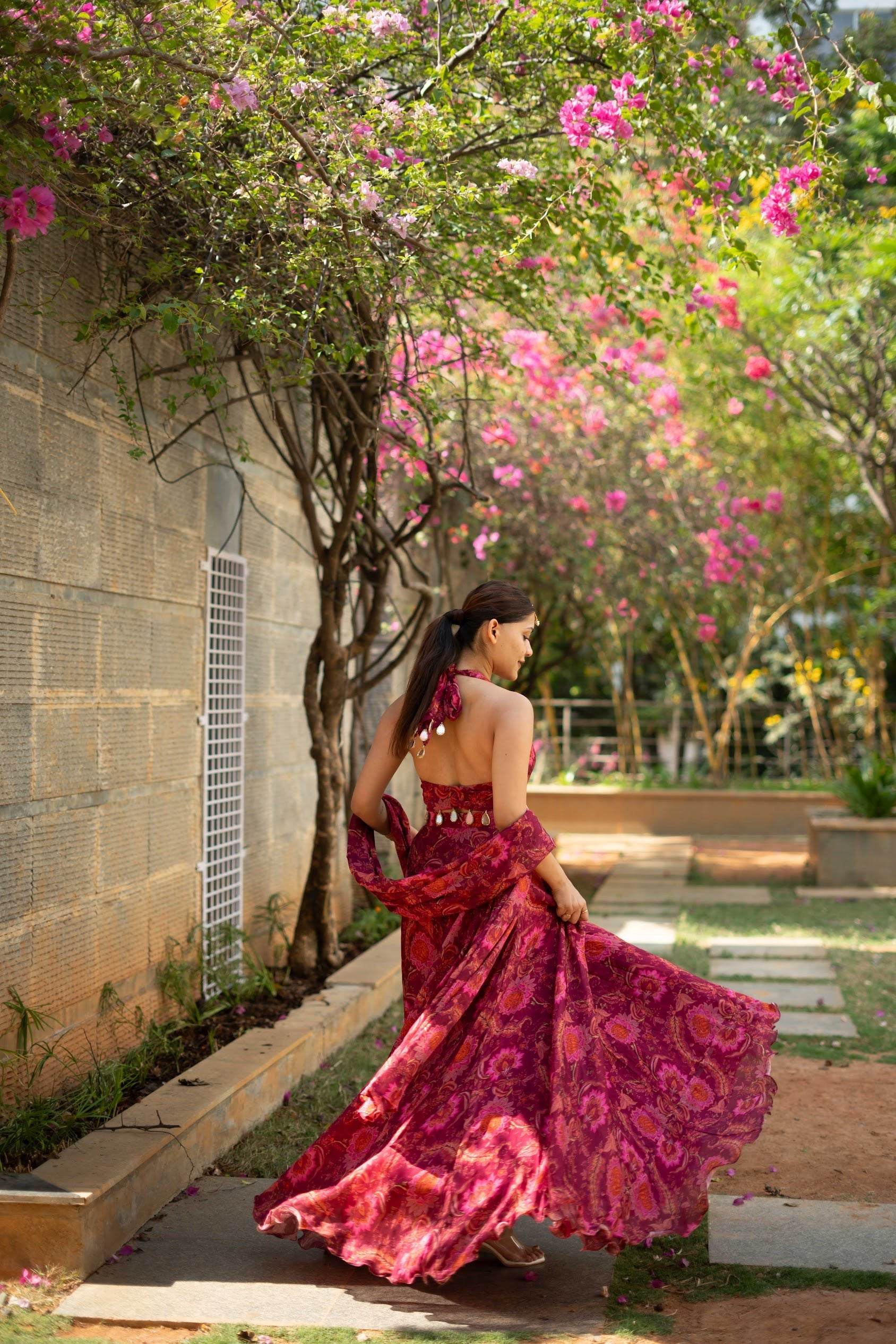 Gul - Pink Floral Lehenga Set - That Gal