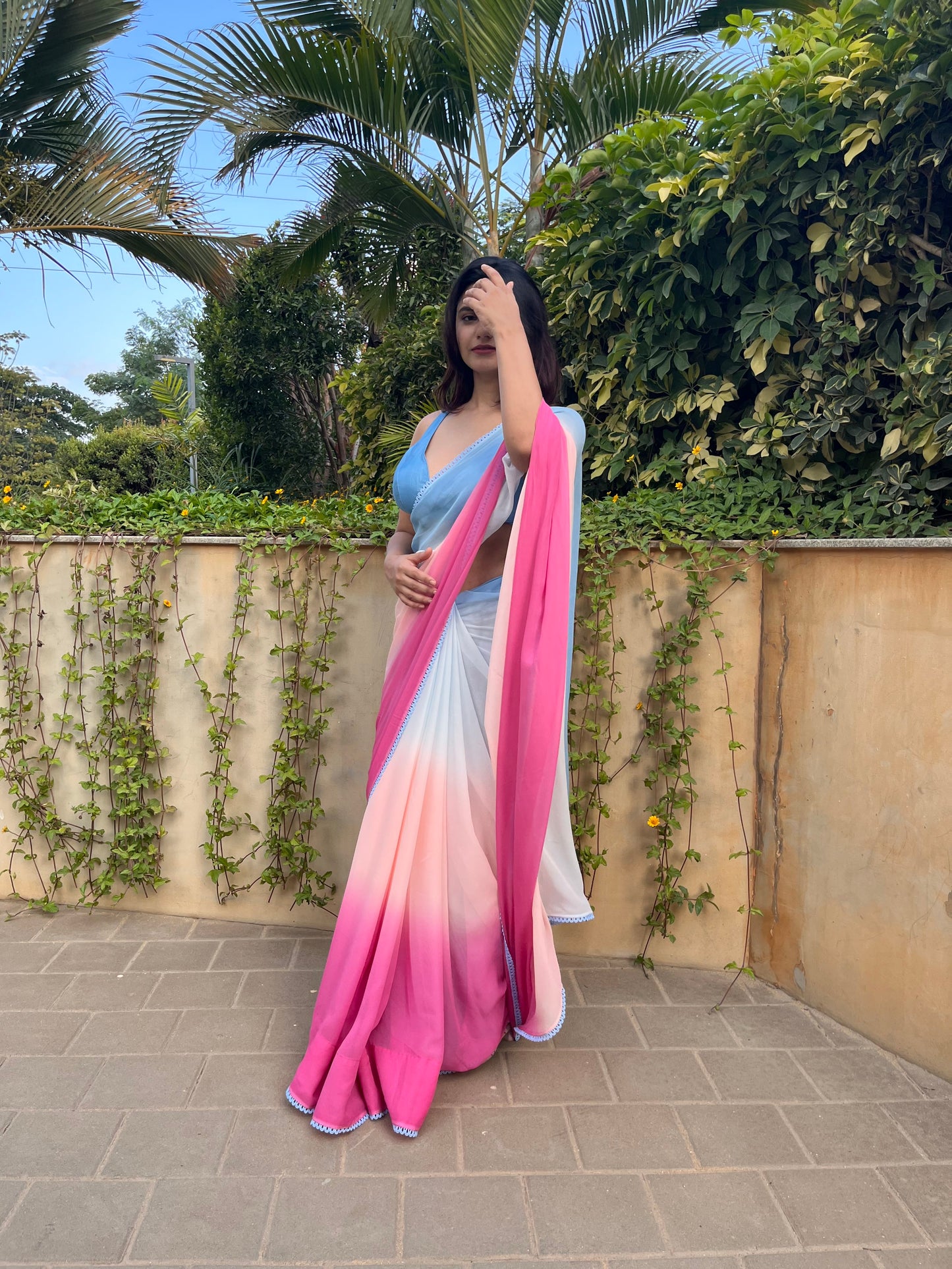 Alia Blue-Mauve Saree