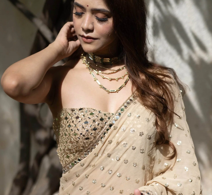 Nazani Gold Embroidered Blouse
