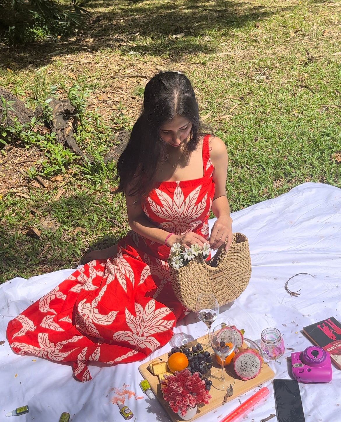 Nola - Red and White Maxi Dress