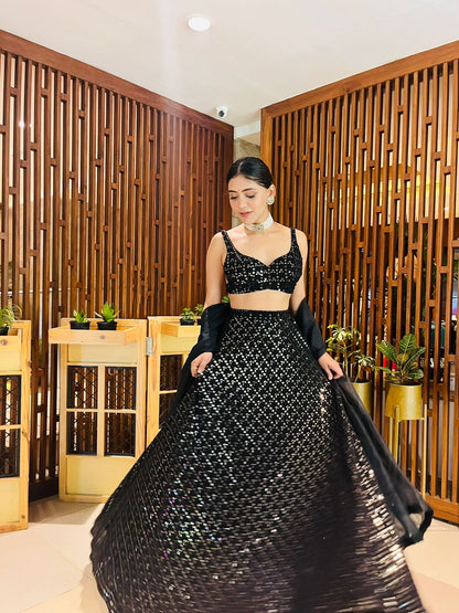 Rida - Black Lehenga Set