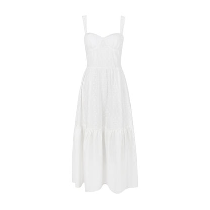 Irene Cotton Linen Dress With Schiffli Detail