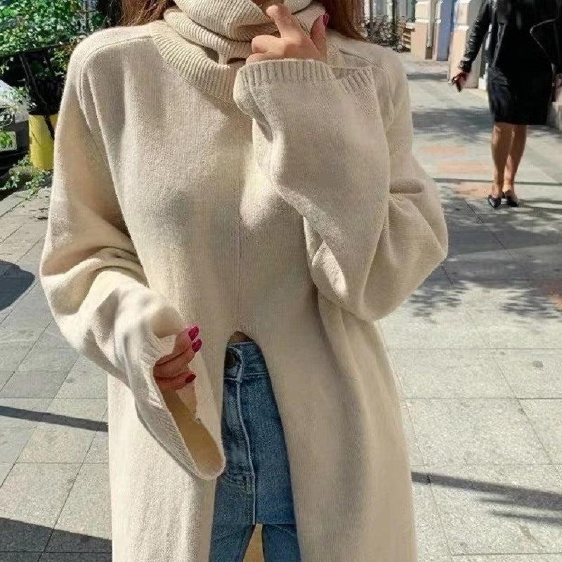 High Slit Long Knit Sweater