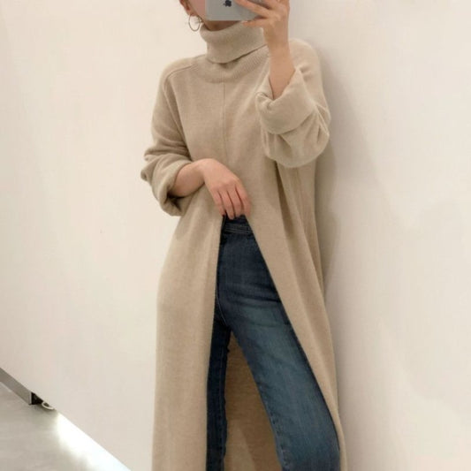 High Slit Long Knit Sweater