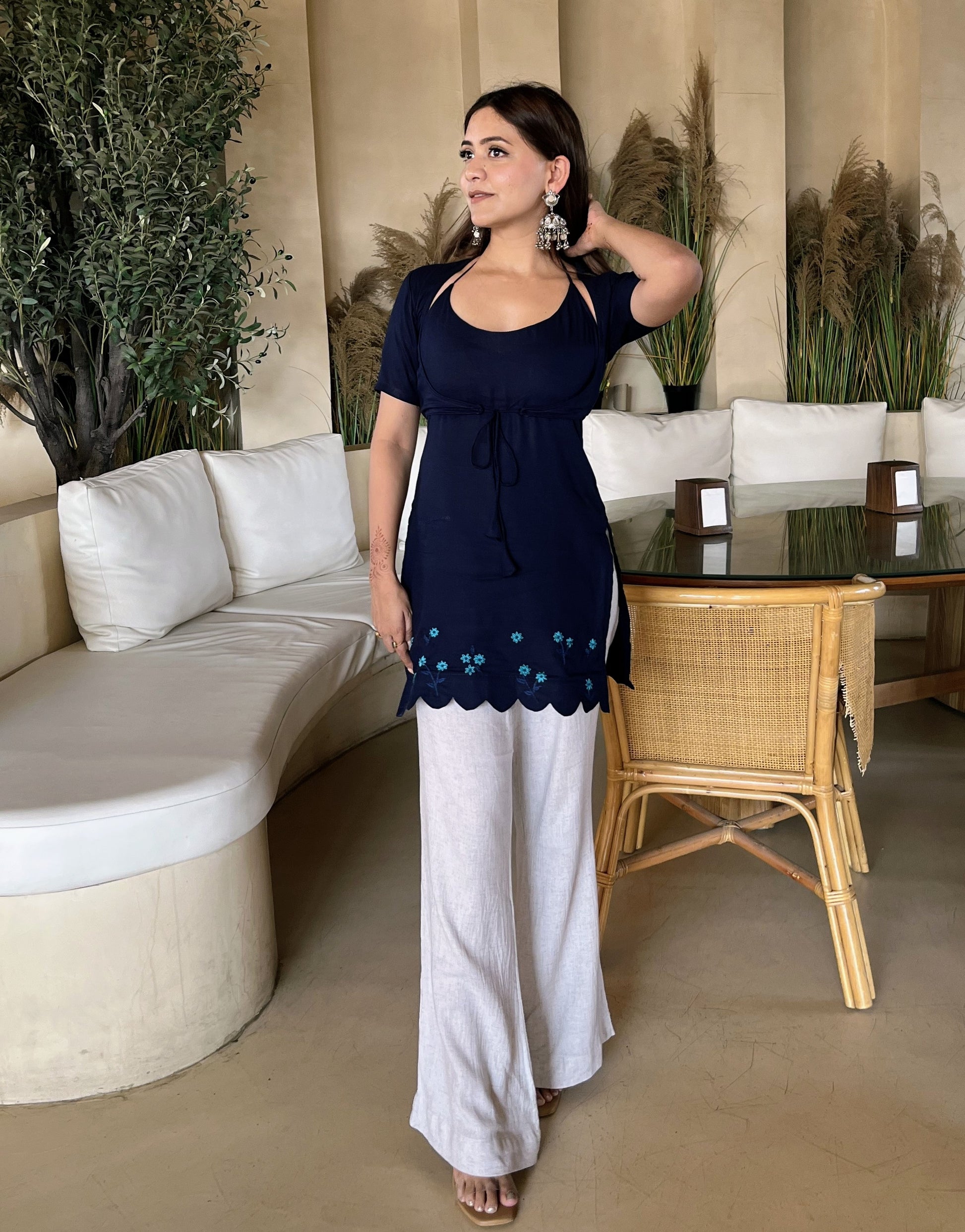 Roohi Convertible Kurti - Hand Embroidered