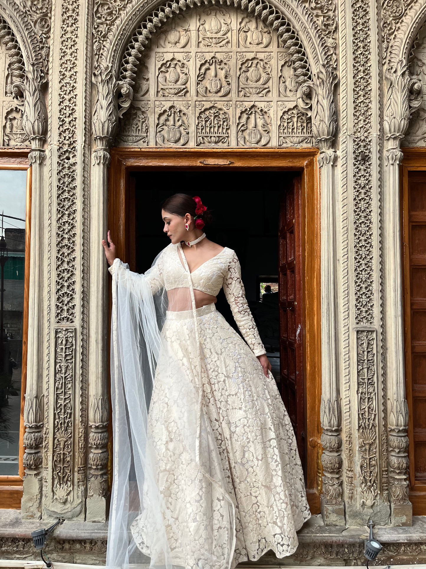 White Floral Lehenga