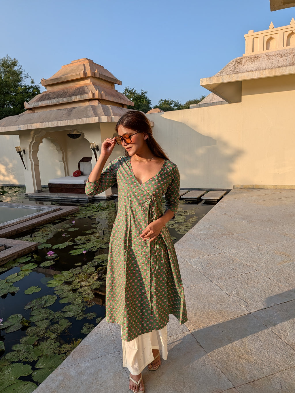 Tiya Angrakha Hand Printed Kurti