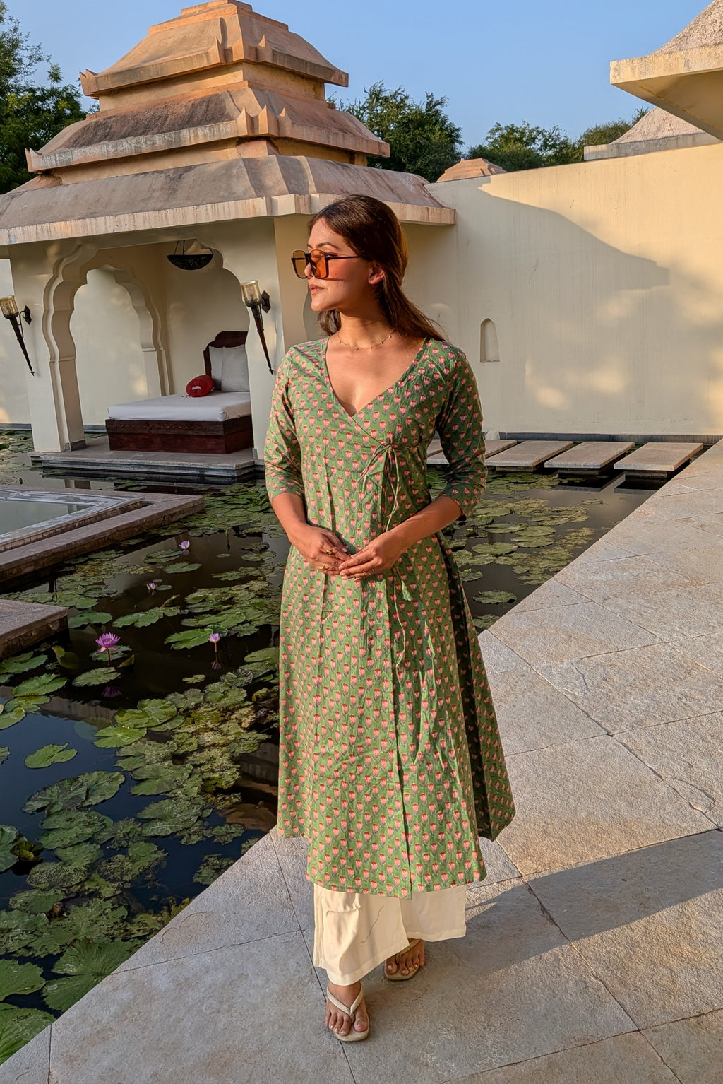 Tiya Angrakha Hand Printed Kurti