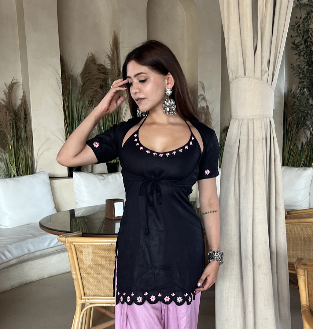 Shamaa Hand Embroidered Convertible Kurti