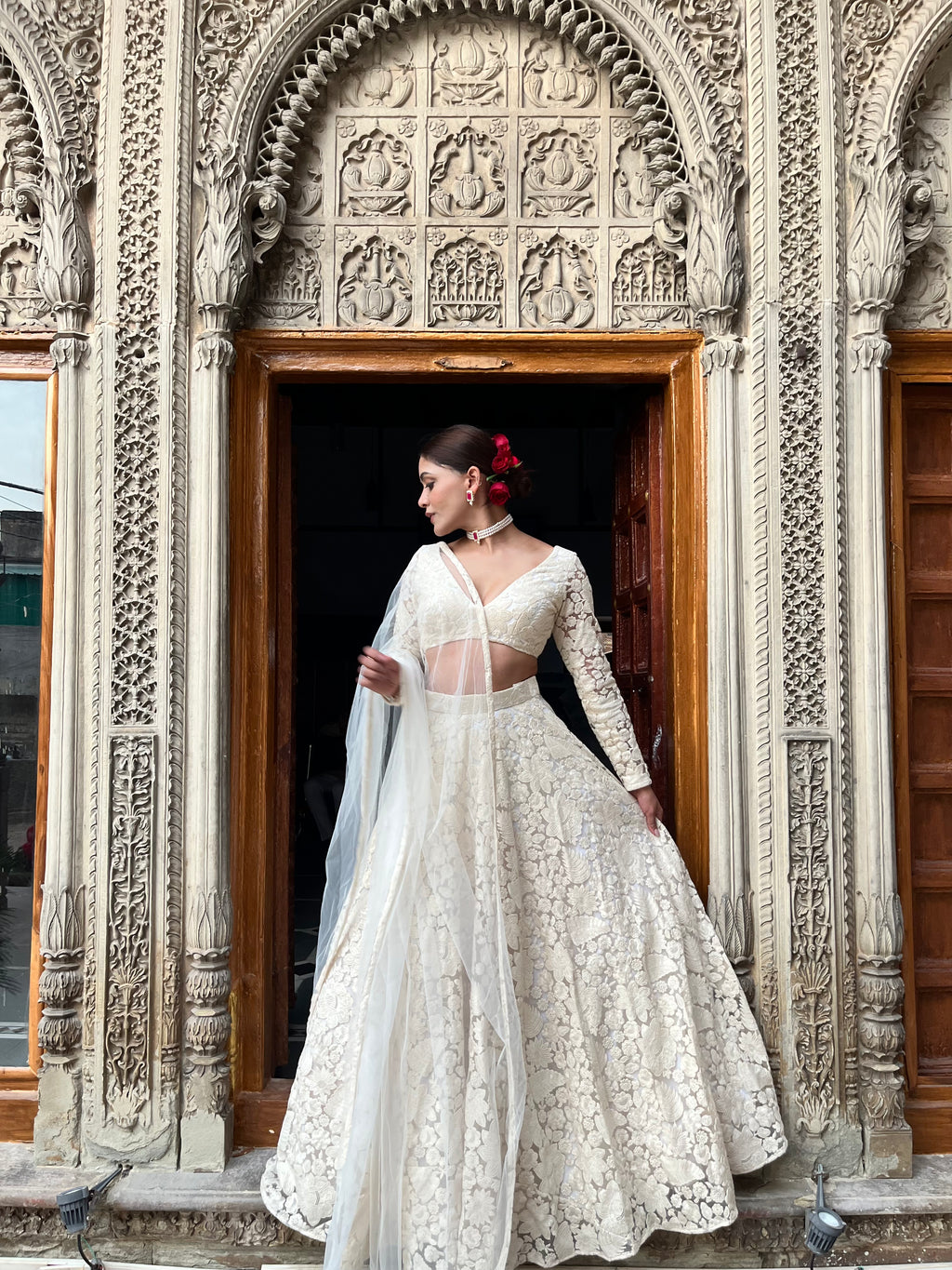 White Floral Lehenga - That Gal