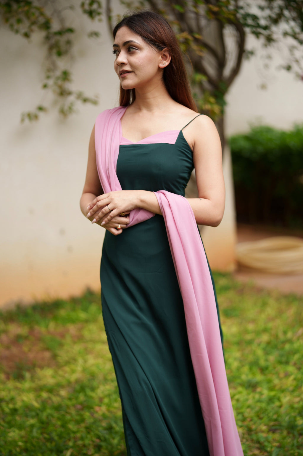 Sawan Suit Set - Green & Pink