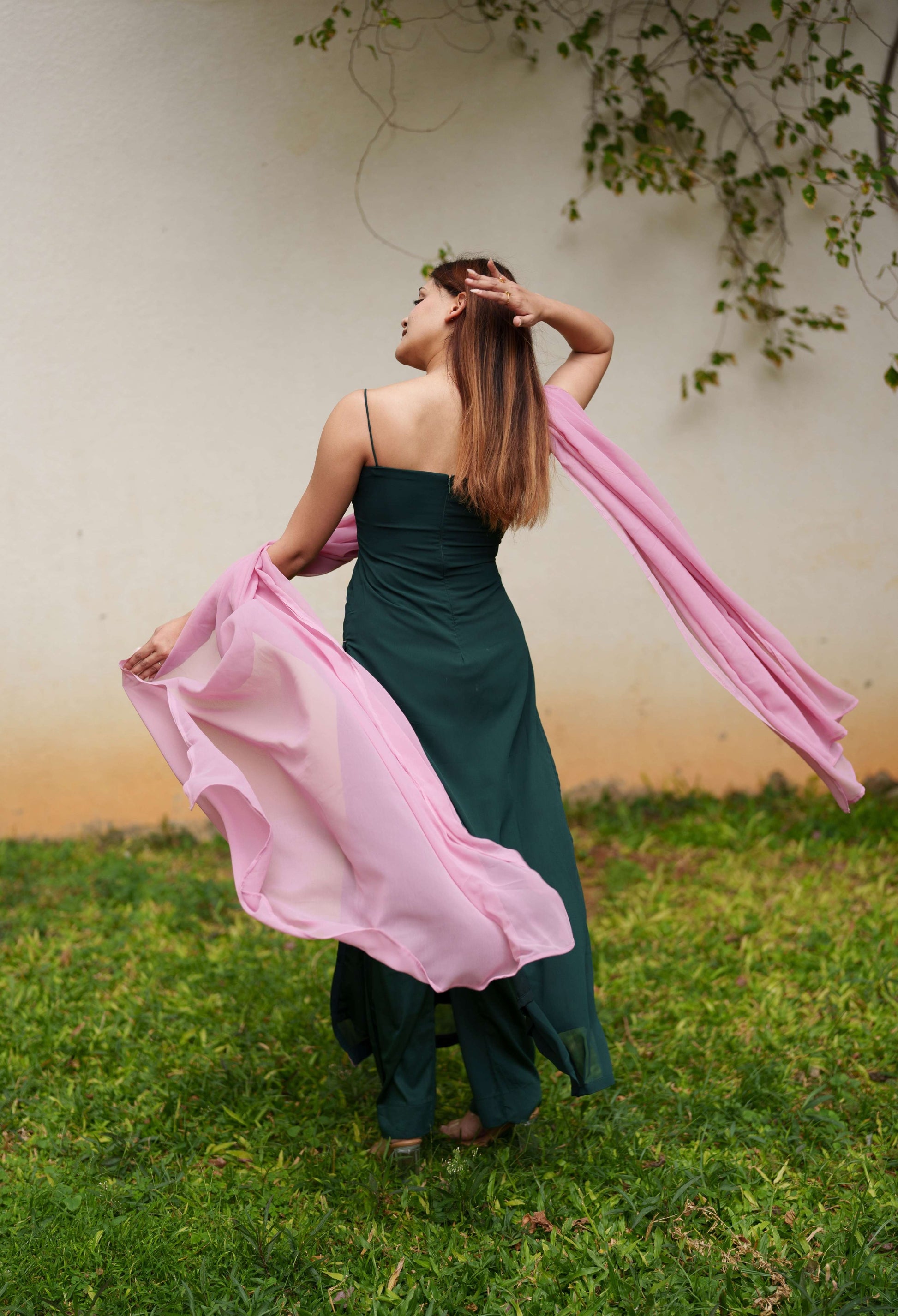 Sawan Suit Set - Green & Pink